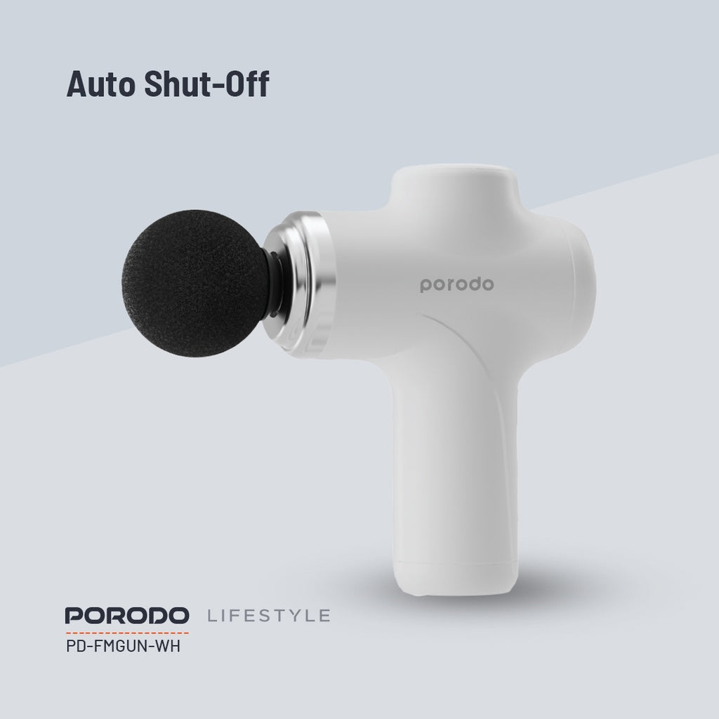 Porodo Lifestyle Precision Handheld Massager with 4 Interchangeable Head - White Porodo Lifestyle Precision Handheld Massager with 4 Interchangeable Head - White